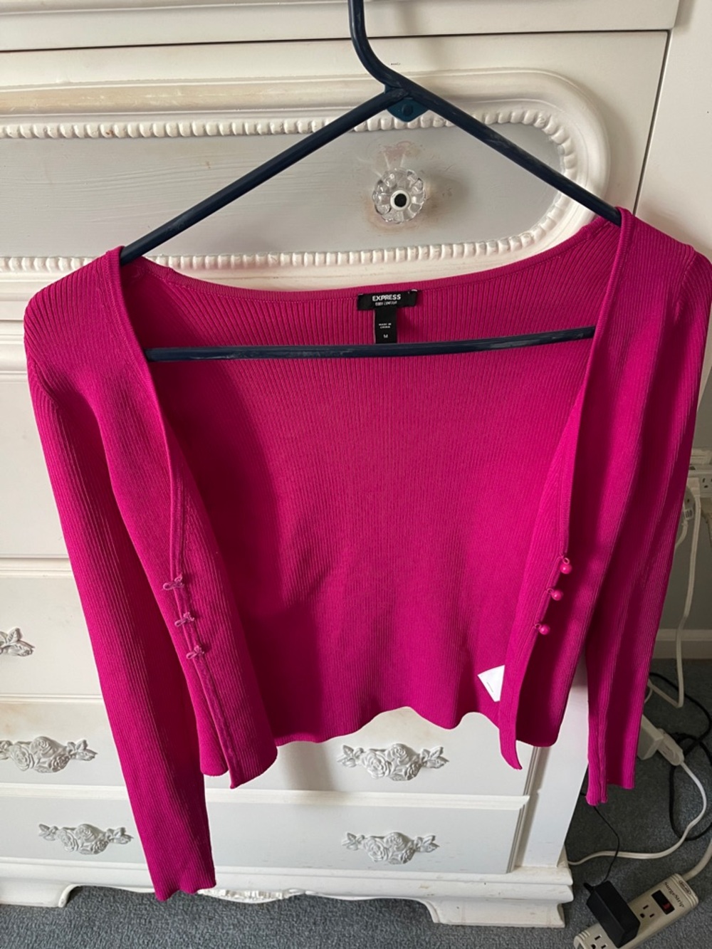 Express Women's Hot Pink Cropped Cardigan